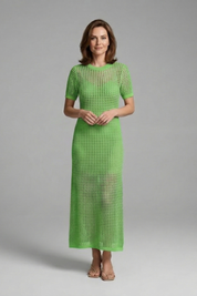 Tara Robertson | Open-Knit Crochet Maxi Dress For Women