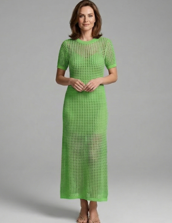 Tara Robertson | Open-Knit Crochet Maxi Dress For Women