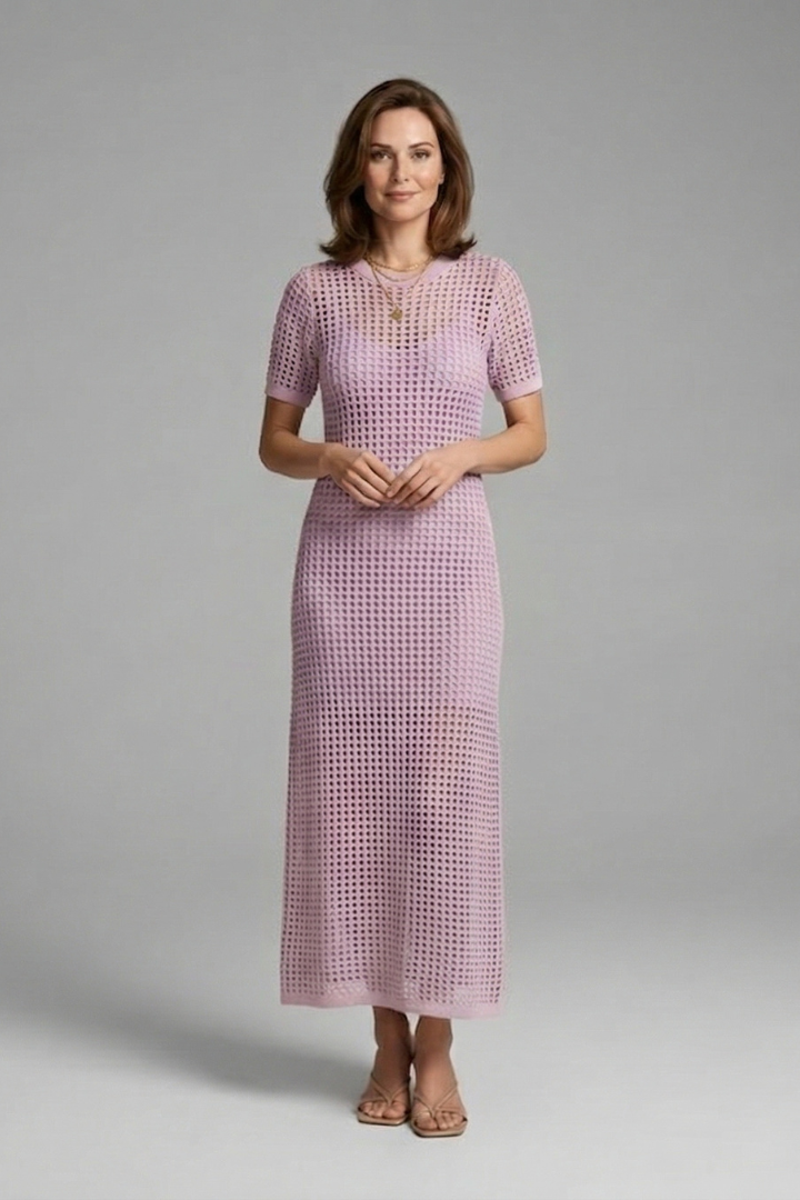 Tara Robertson | Open-Knit Crochet Maxi Dress For Women