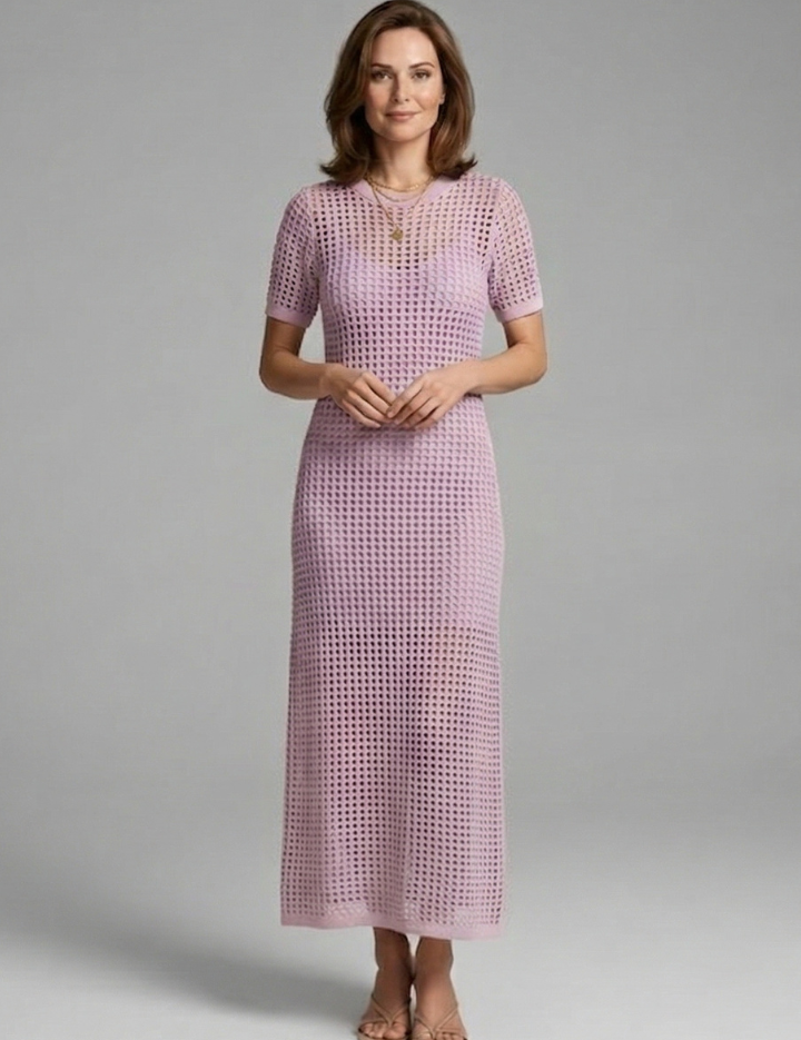 Tara Robertson | Open-Knit Crochet Maxi Dress For Women