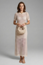 Tara Robertson | Open-Knit Crochet Maxi Dress For Women