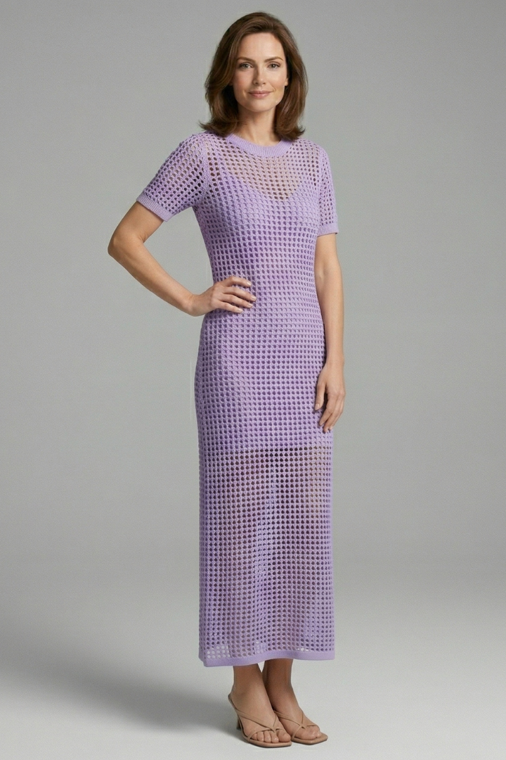 Tara Robertson | Open-Knit Crochet Maxi Dress For Women