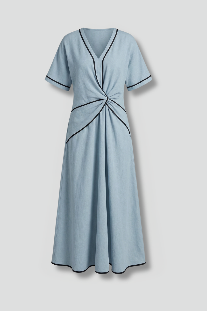 Elise Hamilton | Twist-Knot Maxi Dress with Contrast Trim For Women