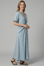 Elise Hamilton | Twist-Knot Maxi Dress with Contrast Trim For Women