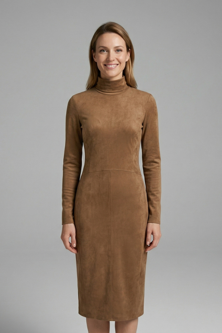 Imogen Stewart | Suede-Touch Turtleneck Midi Dress For Women