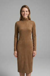 Imogen Stewart | Suede-Touch Turtleneck Midi Dress For Women