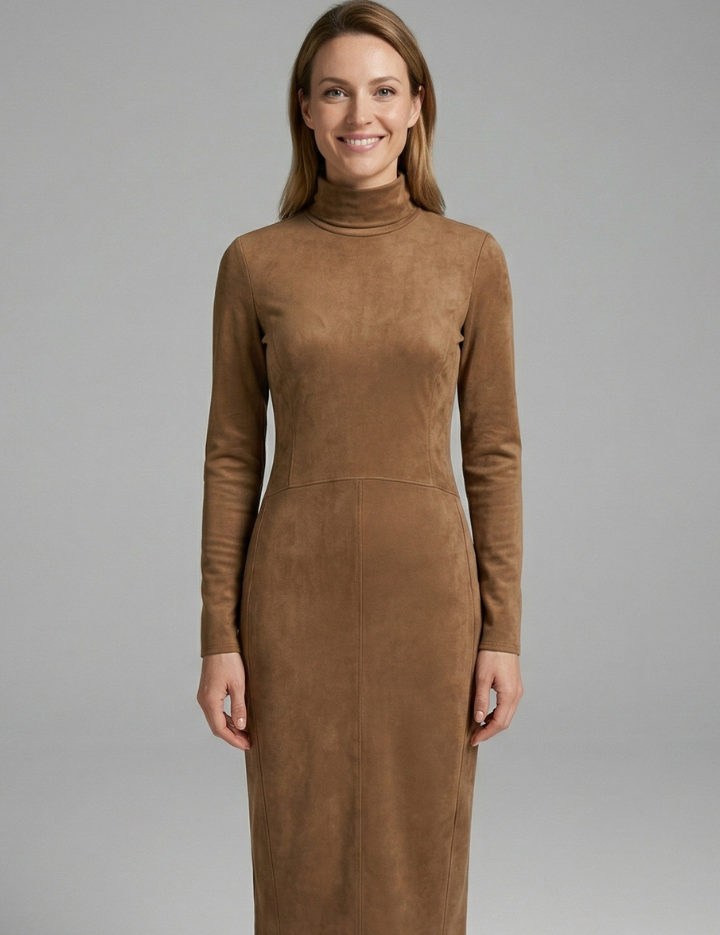 Imogen Stewart | Suede-Touch Turtleneck Midi Dress For Women