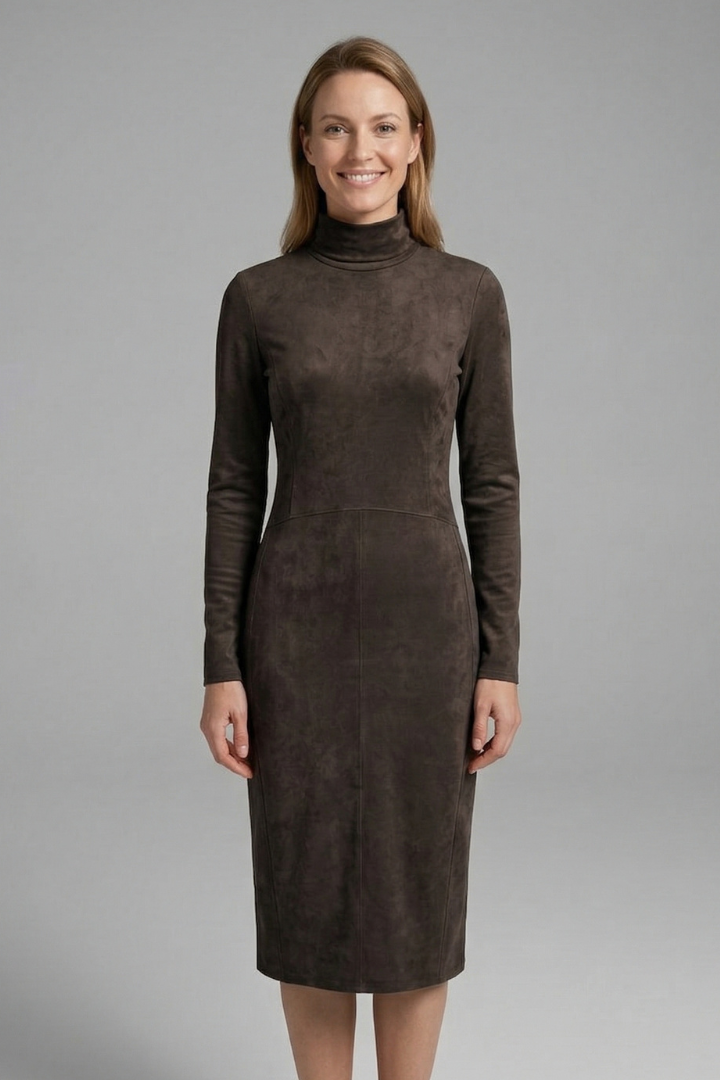 Imogen Stewart | Suede-Touch Turtleneck Midi Dress For Women