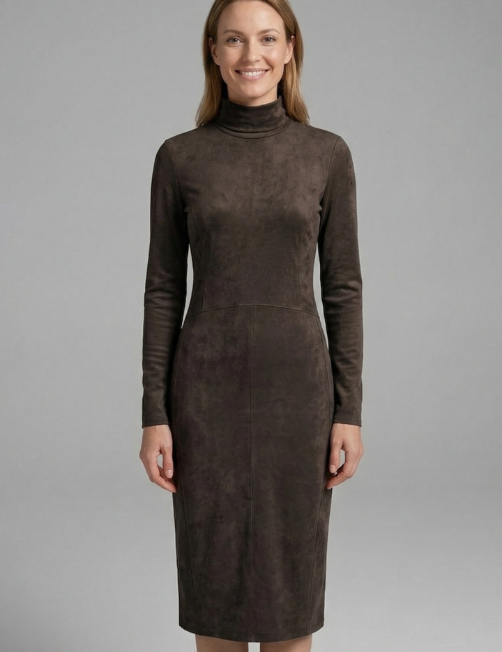 Imogen Stewart | Suede-Touch Turtleneck Midi Dress For Women