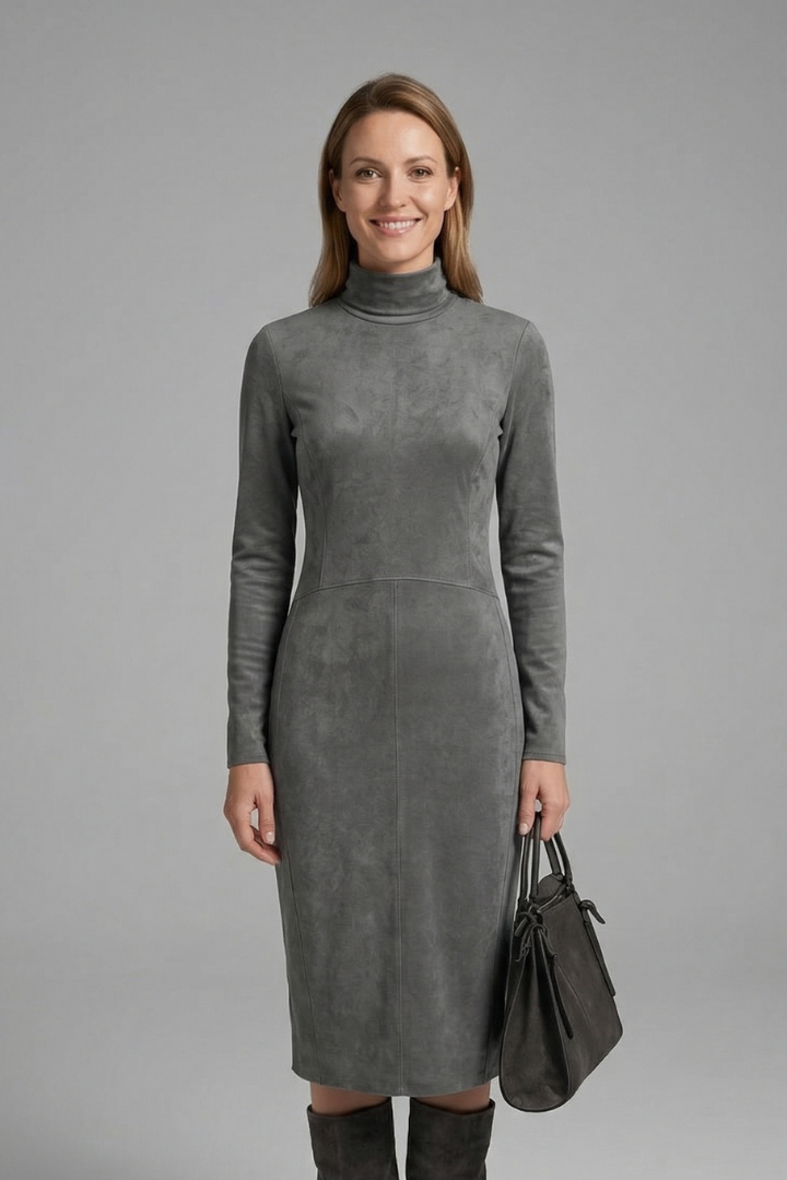 Imogen Stewart | Suede-Touch Turtleneck Midi Dress For Women