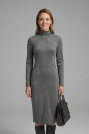 Imogen Stewart | Suede-Touch Turtleneck Midi Dress For Women