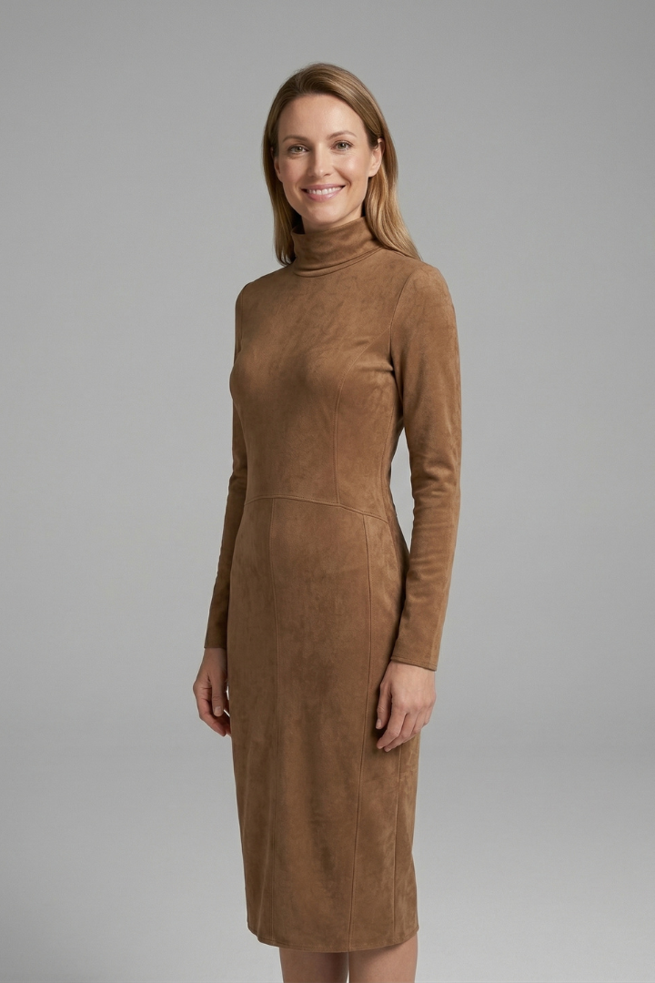 Imogen Stewart | Suede-Touch Turtleneck Midi Dress For Women