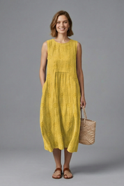 Phoebe Turner | Denim Textured Midi Dress For Women