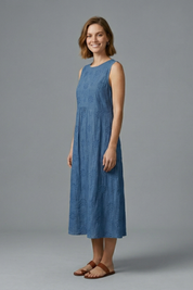 Phoebe Turner | Denim Textured Midi Dress For Women