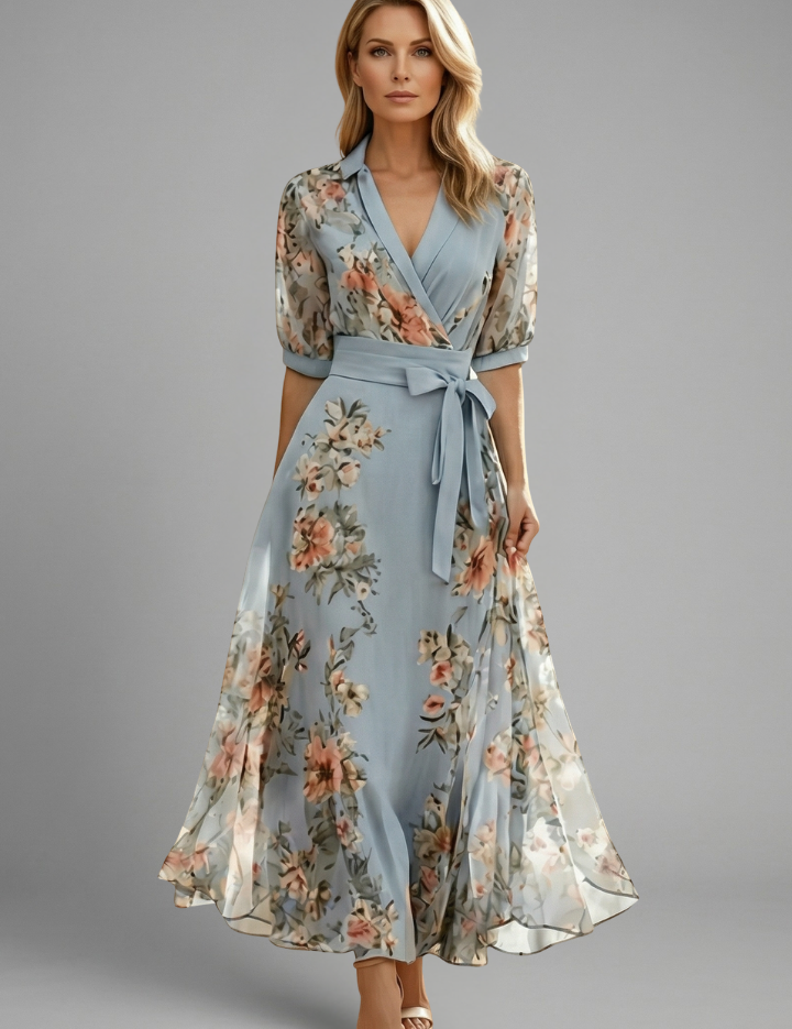 Elena Whitmore | Floral Maxi Wrap Dress For Women