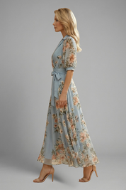 Elena Whitmore | Floral Maxi Wrap Dress For Women