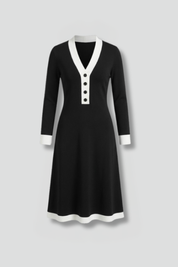 Emma Collins | Long Sleeve Midi Dress with Contrast Trim For Women