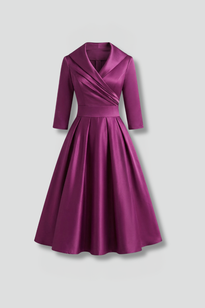 Charlotte Anderson | Satin Midi Dress with Pleated Waist For Women
