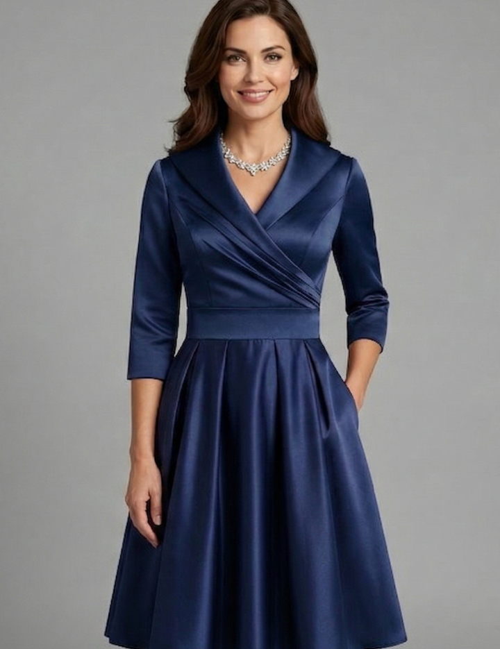 Charlotte Anderson | Satin Midi Dress with Pleated Waist For Women