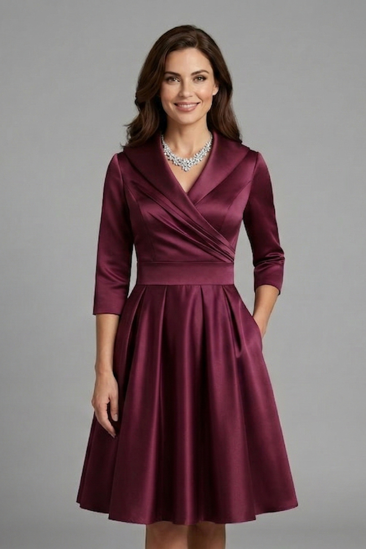 Charlotte Anderson | Satin Midi Dress with Pleated Waist For Women
