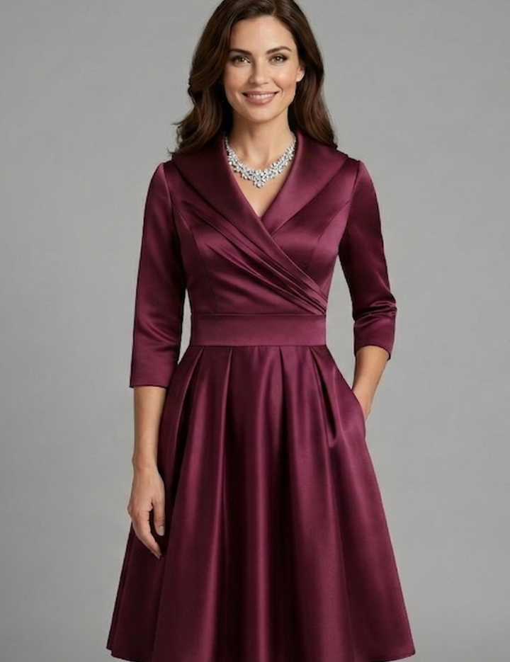 Charlotte Anderson | Satin Midi Dress with Pleated Waist For Women