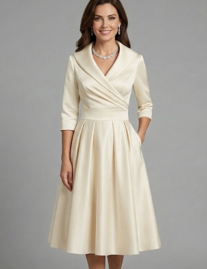 Charlotte Anderson | Satin Midi Dress with Pleated Waist For Women