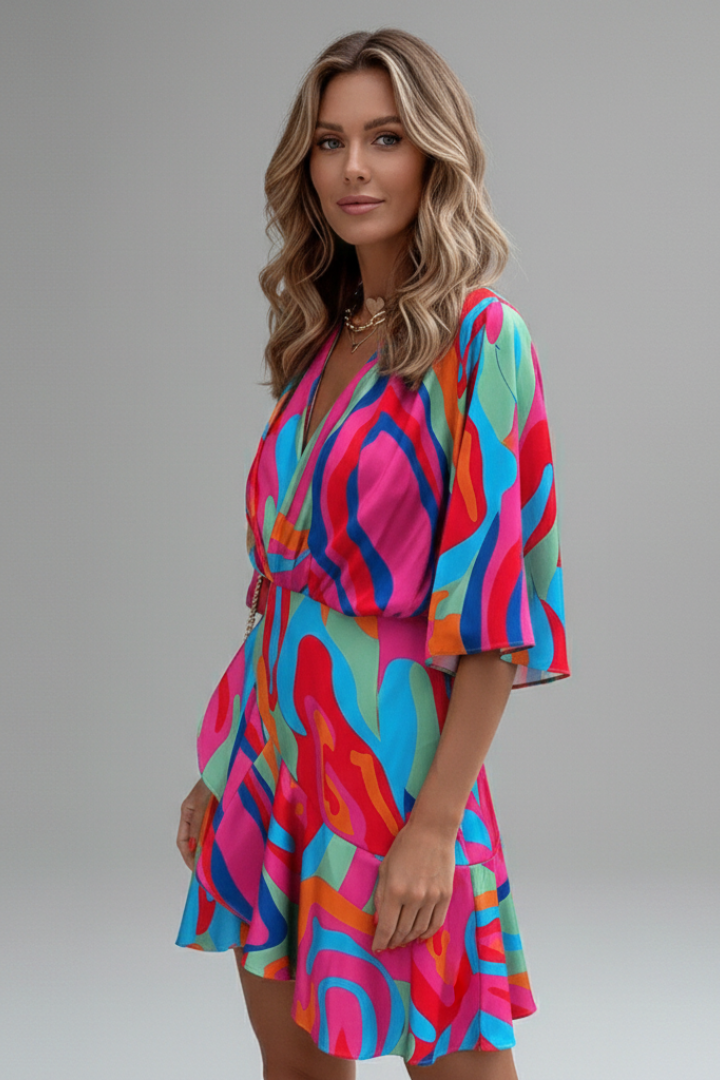 Sienna Clarke | Printed Wrap Mini Dress For Women