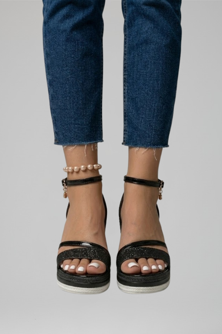 Brooke Cunningham | Glitter Wedge Sandals For Women