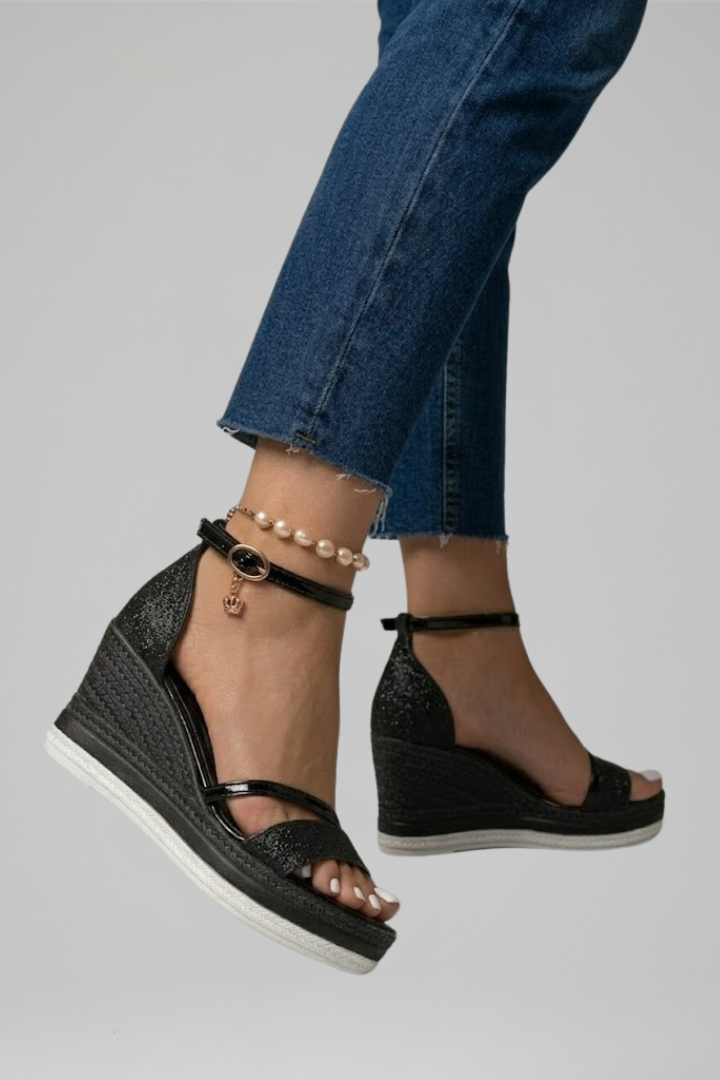 Brooke Cunningham | Glitter Wedge Sandals For Women