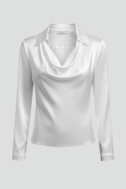 Ruby Stewart | Satin Draped Collar Blouse For Women
