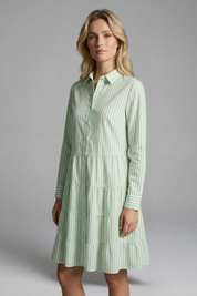 Charlotte King | Striped Tiered Shirt Dress For Women