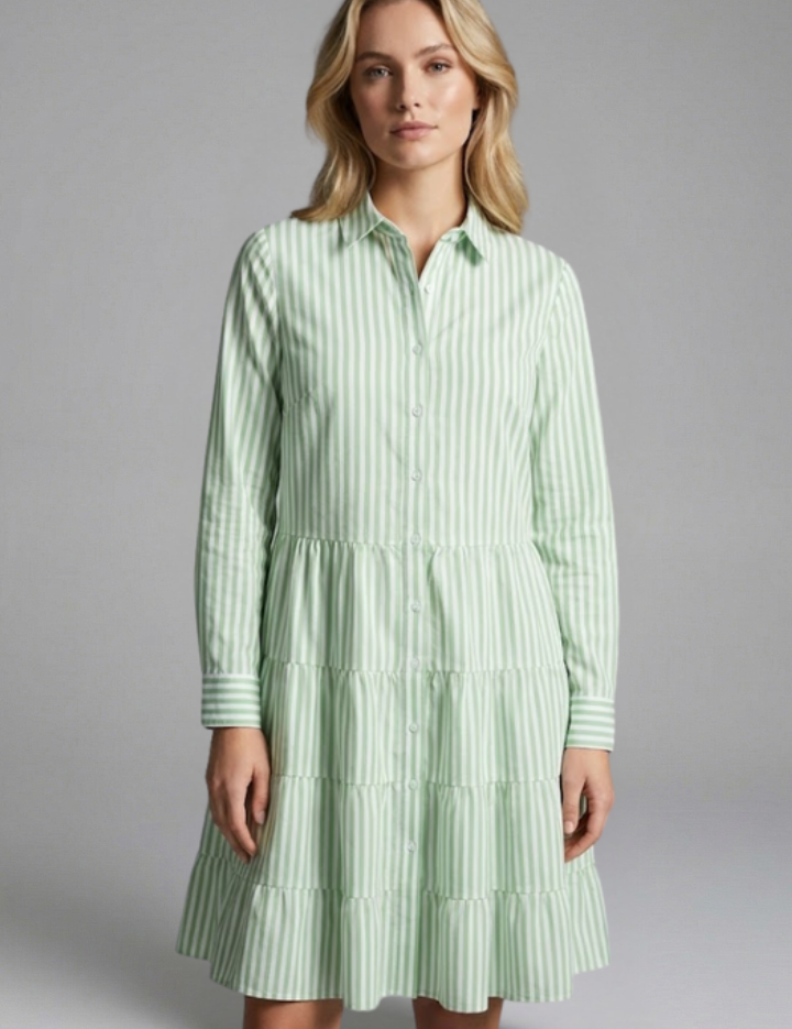 Charlotte King | Striped Tiered Shirt Dress For Women