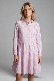Charlotte King | Striped Tiered Shirt Dress For Women