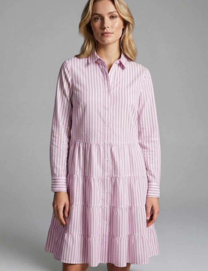 Charlotte King | Striped Tiered Shirt Dress For Women