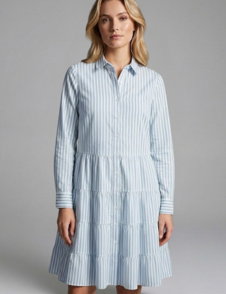 Charlotte King | Striped Tiered Shirt Dress For Women