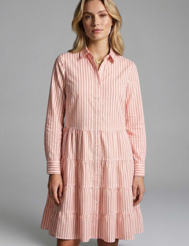 Charlotte King | Striped Tiered Shirt Dress For Women