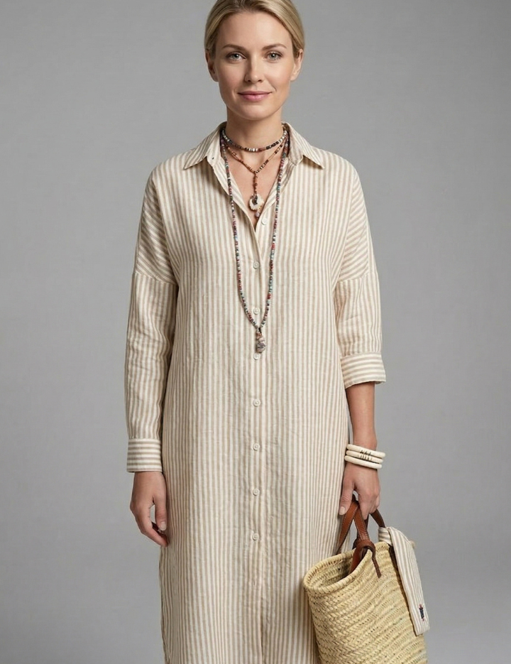 Brooke Henderson | Striped Midi Shirt Dress For Women