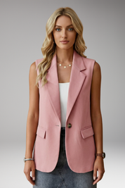 Harper Johnston | Sleeveless Notch Collar Blazer For Women