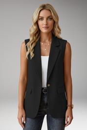 Harper Johnston | Sleeveless Notch Collar Blazer For Women
