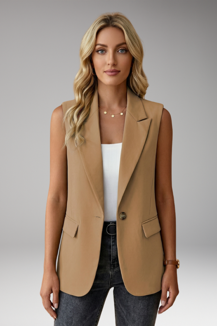 Harper Johnston | Sleeveless Notch Collar Blazer For Women