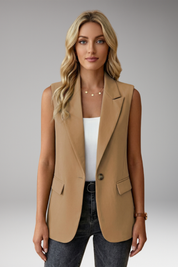 Harper Johnston | Sleeveless Notch Collar Blazer For Women