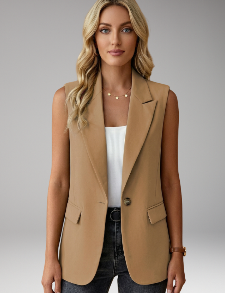 Harper Johnston | Sleeveless Notch Collar Blazer For Women