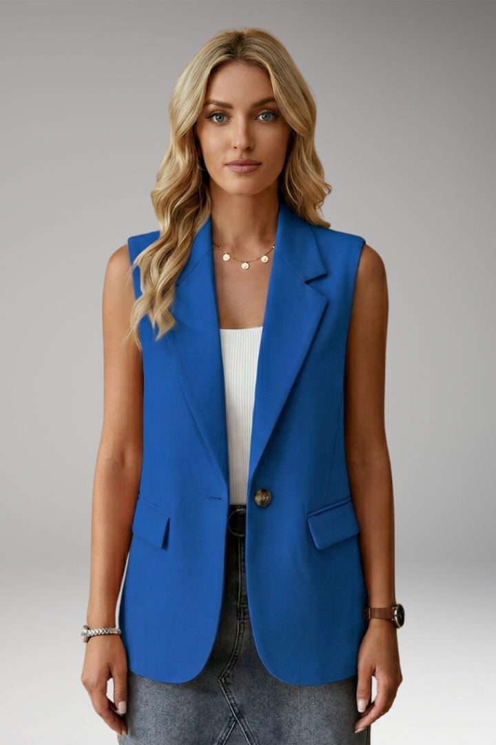 Harper Johnston | Sleeveless Notch Collar Blazer For Women