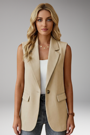 Harper Johnston | Sleeveless Notch Collar Blazer For Women