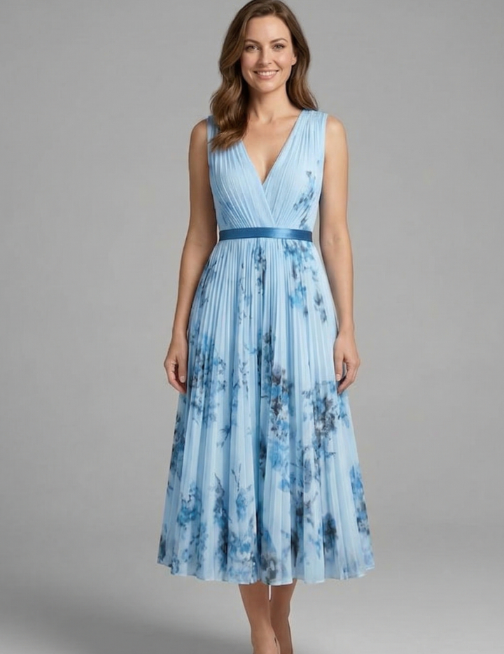 Imogen Hughes | Floral Pleated Midi Dress For Women