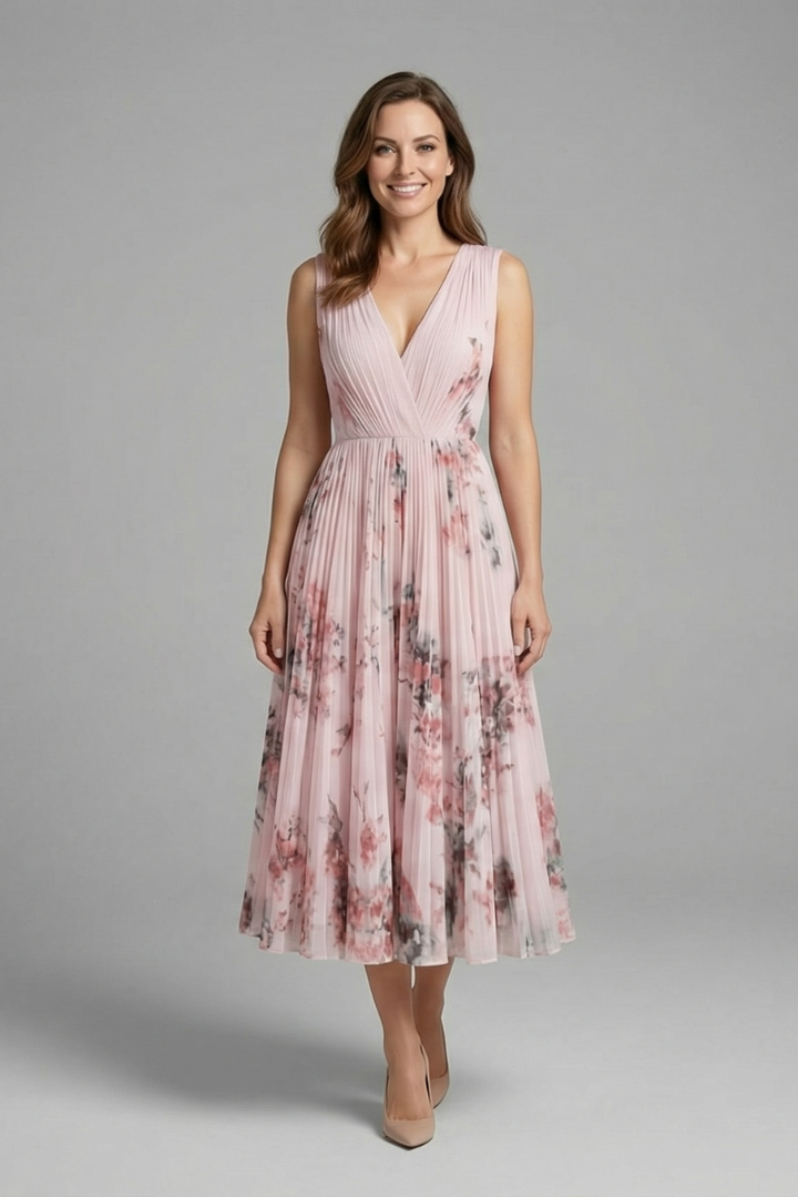 Charlotte Evans | Floral Pleated Midi Dress For Women