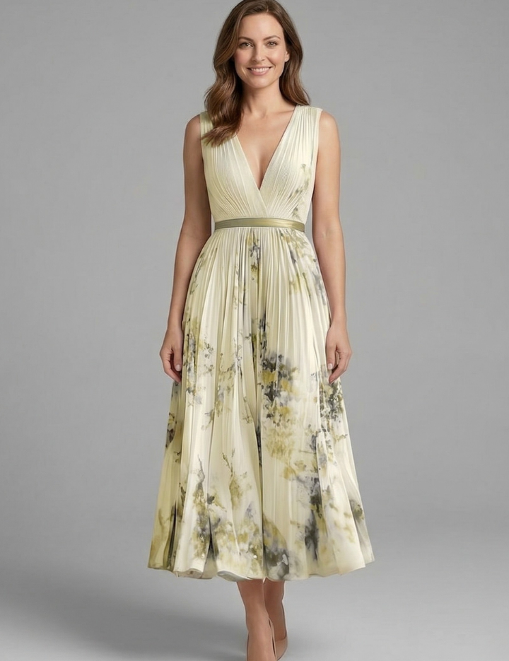 Imogen Hughes | Floral Pleated Midi Dress For Women