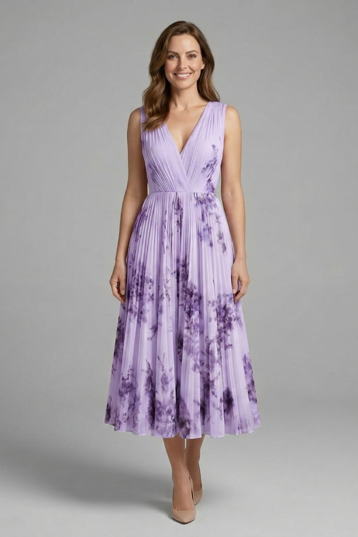 Charlotte Evans | Floral Pleated Midi Dress For Women