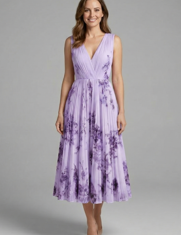 Imogen Hughes | Floral Pleated Midi Dress For Women
