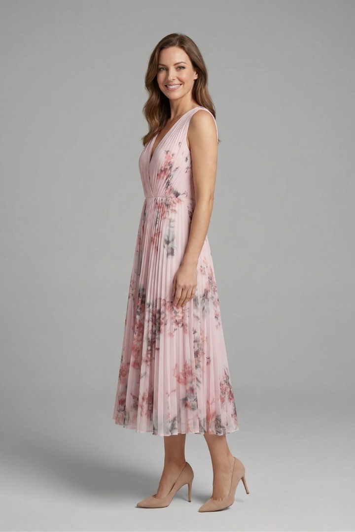 Charlotte Evans | Floral Pleated Midi Dress For Women